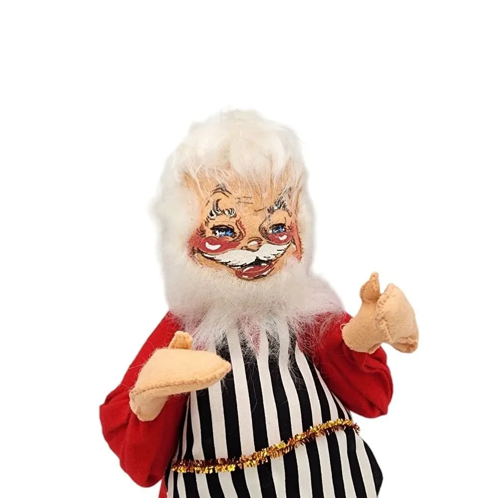 Vintage Annalee Mobilitee 18 Inch Christmas Santa Claus Figure Striped Vest